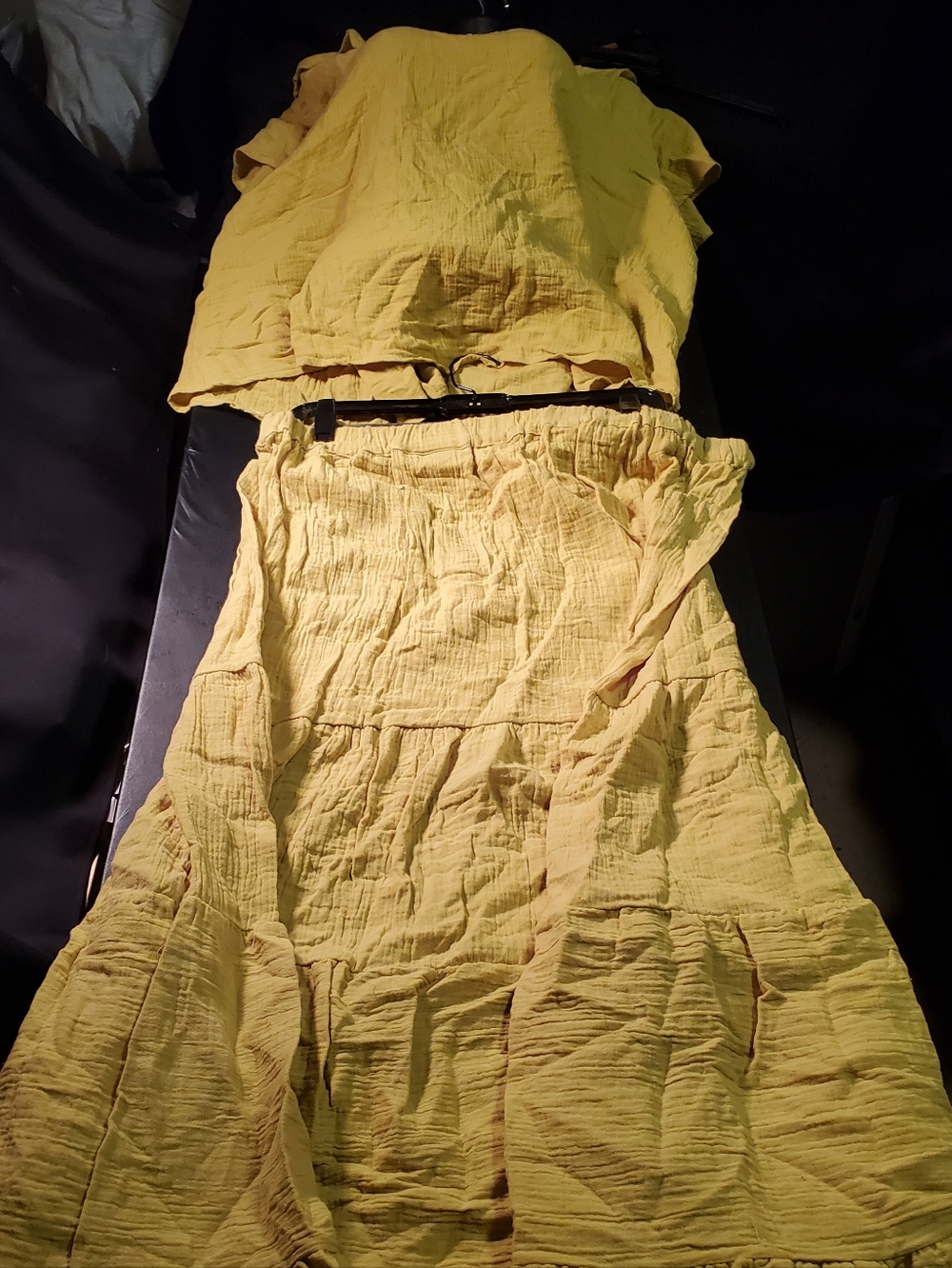 Ashley Stewart Sunny Yellow Tiered Maxi Skirt Size 18/20 Top&Bottom Bundle